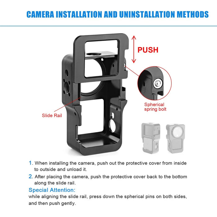 AGDY47 Aluminum Alloy Protective Metal Case Frame Cage + UV Lens Filter for DJI Action 2 Camera Accessories - Black - 5