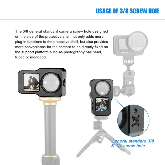 AGDY47 Aluminum Alloy Protective Metal Case Frame Cage + UV Lens Filter for DJI Action 2 Camera Accessories - Black - 6