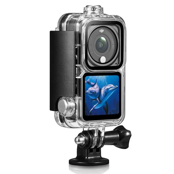 AGDY56 60m Waterproof Camera Housing Underwater Diving Shell Case with 3 Lens Filters for DJI Action 2 (3 Version Universal) - 3