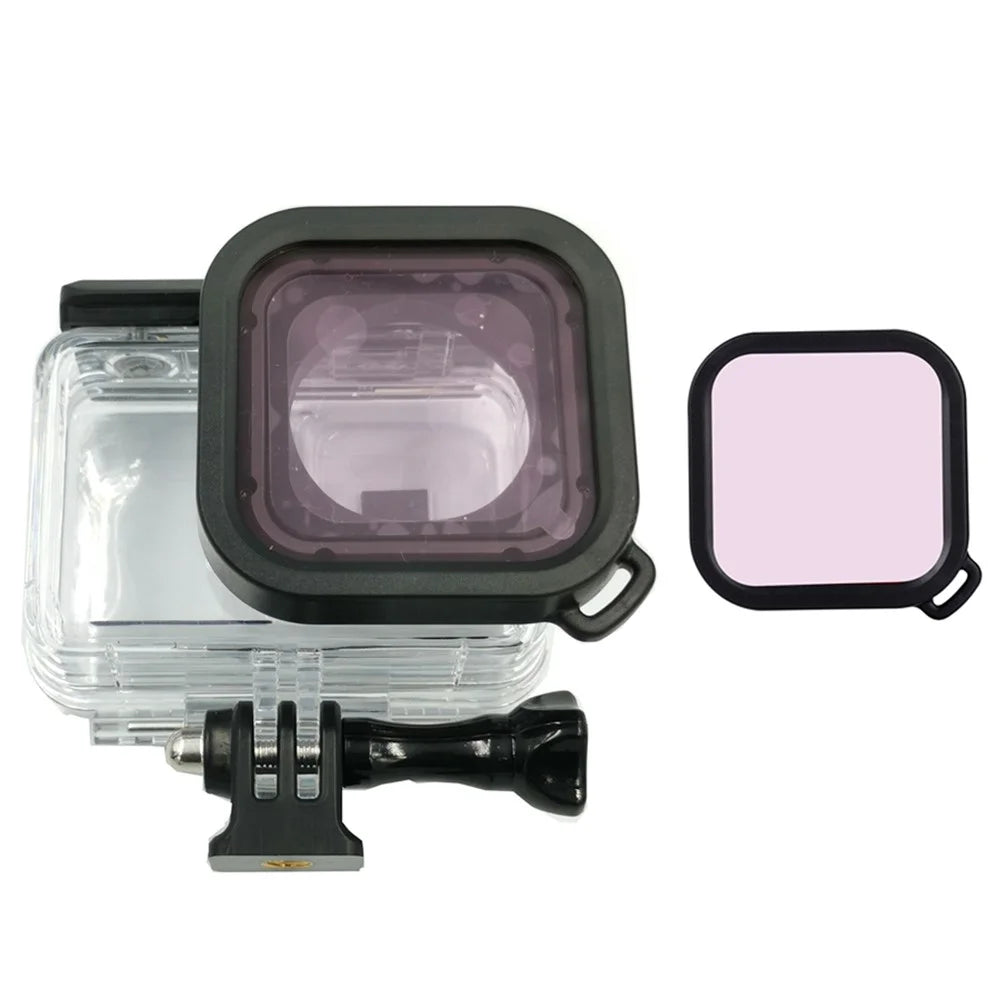 AI18 Waterproof Camera Lens Filter for Insta360 One R Waterproof Diving Case - Pink - 1