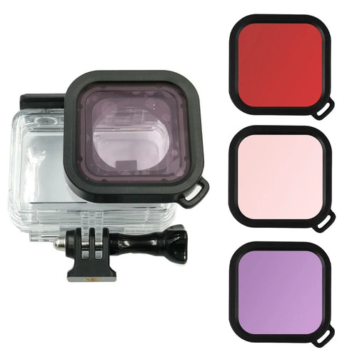 AI19 3Pcs/Set Red Pink Purple Lens Filters for Insta360 One R Waterproof Diving Case - 1