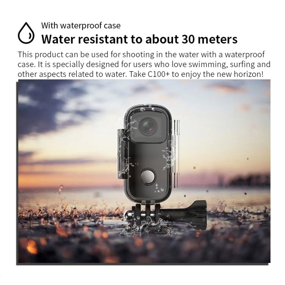 SJCAM C100+ Digital Camera 2K HD 30m Waterproof Thumb Action Camera Motorcycle Ride Recorder Webcam for Riding Cycling - Black - 3