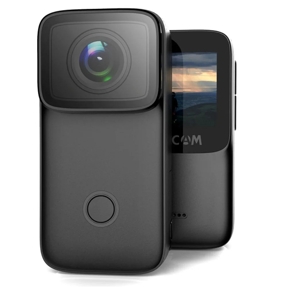 SJCAM C200 1.28 inch IPS Screen Digital Camera Mini Waterproof Action Camera Diving Aerial Riding Recorder 4K Night Vision Outdoor HD Anti-Shake Camera for Photography - Black - 1
