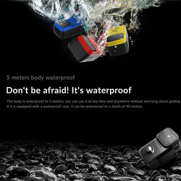 SJCAM C200 1.28 inch IPS Screen Digital Camera Mini Waterproof Action Camera Diving Aerial Riding Recorder 4K Night Vision Outdoor HD Anti-Shake Camera for Photography - Black - 3