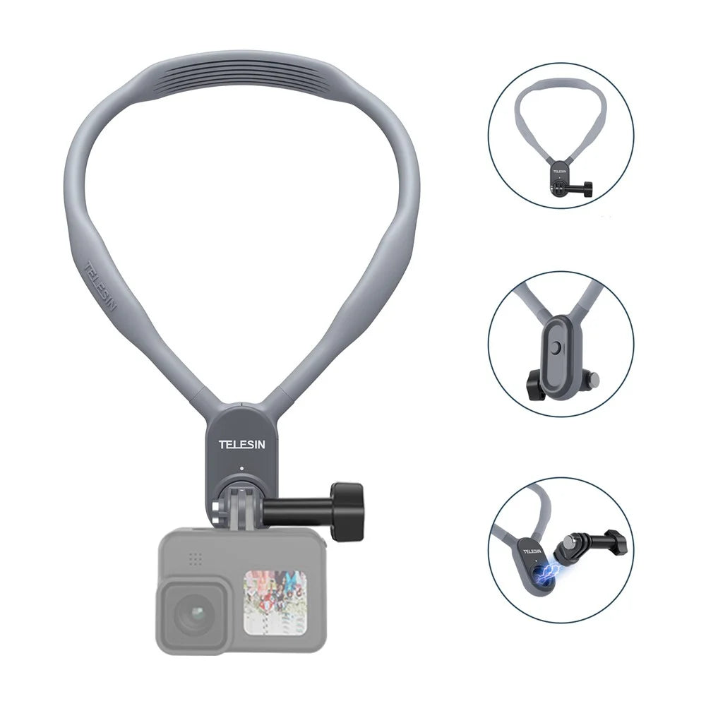 TELESIN TE-HNB-001 Action Camera Neck Mount Magnetic Mount for GoPro Hero 9 / 10 / 11 / 8 / 7 Insta360 GO 2 - 1