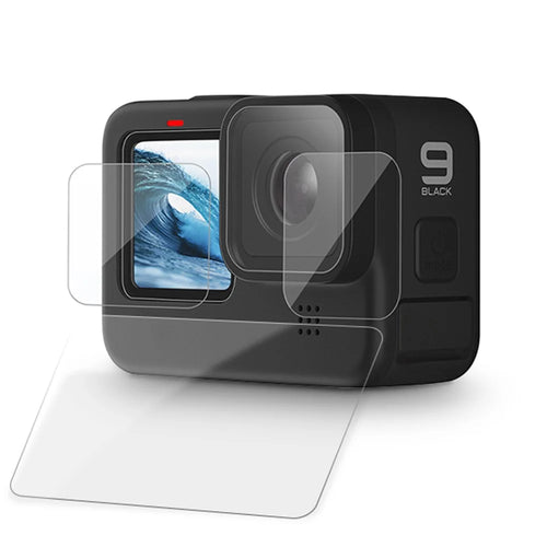 FLW361 for GoPro Hero 10/9 Anti-explosion Tempered Glass Film High Hardness Camera Lens + Back Screen + Front Screen Protector - 1