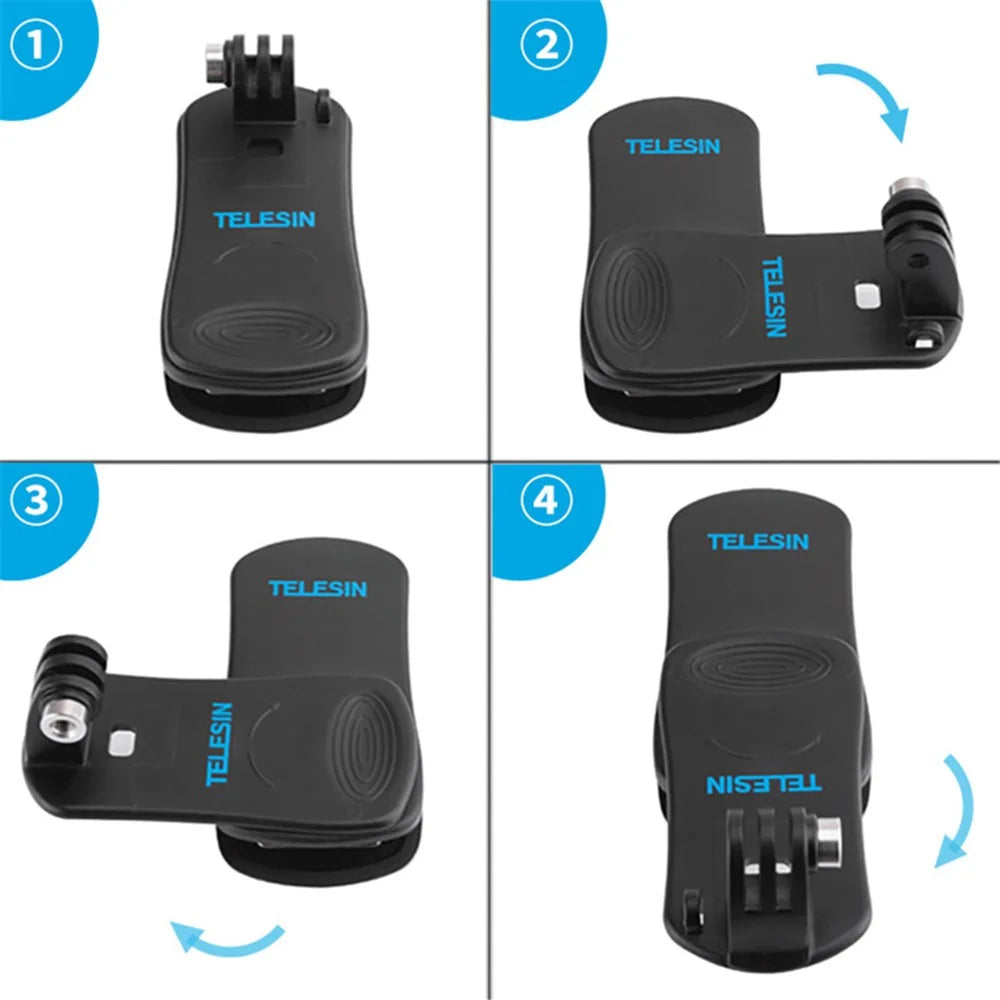 TELESIN GP-JFM-003 For DJI Osmo Pocket/Action 360 Degrees Rotation Camera Backpack Clip Clamp Mount Stand - 6
