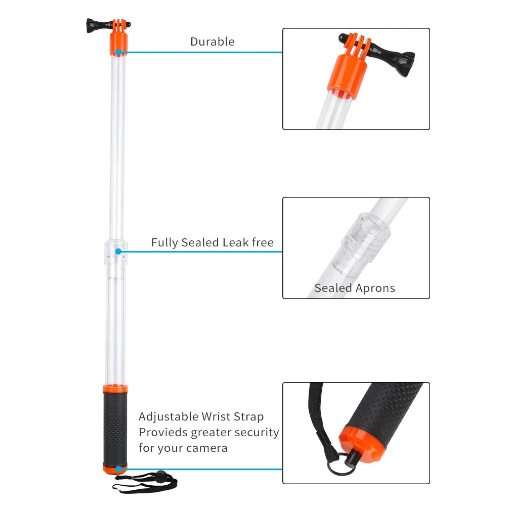 TELESIN GP-MNP-T01 For GoPro Action Camera Waterproof Handheld Transparent Selfie Stick Floaty Monopod - 3