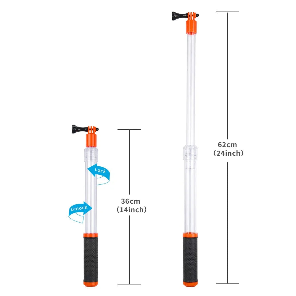 TELESIN GP-MNP-T01 For GoPro Action Camera Waterproof Handheld Transparent Selfie Stick Floaty Monopod - 4