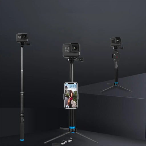 TELESIN GP-MNP-090-S For GoPro Hero 8 Action Camera Aluminum Alloy Selfie Stick Extendable Handheld Telescope Pole Tripod Mount Stand - 2