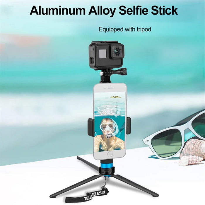 TELESIN GP-MNP-090-S For GoPro Hero 8 Action Camera Aluminum Alloy Selfie Stick Extendable Handheld Telescope Pole Tripod Mount Stand - 3