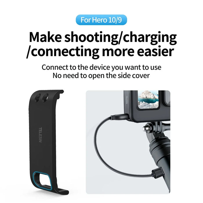 TELESIN GP-CLC-901 For GoPro Hero 9 / 10 / 11 Action Camera Battery Cover Charging Side Lid - 7
