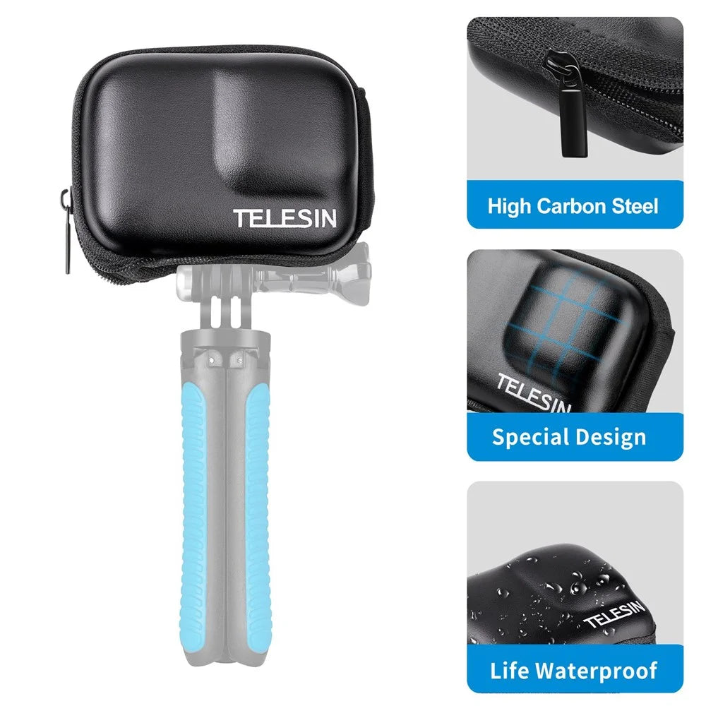TELESIN GP-CPB-901 Storage Bag for GoPro Hero 9 / 10 / 11 Shockproof EVA+PU Leather Carrying Case Portable Box Camera Accessories Travel Kit - 7