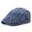 Retro Casual Denim Cap Men Women Adjustable Breathable Washed Cap Beret Hat - Diagonal Stripe Dark Blue - 1