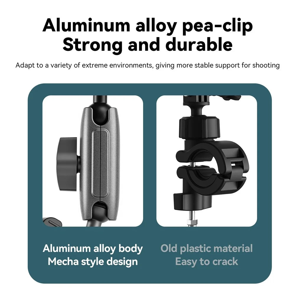 TELESIN GP-HBM-001 Motorcycle Bicycle Camera Holder Handlebar Mount Aluminum Alloy Action Camera Phone Bracket - 3