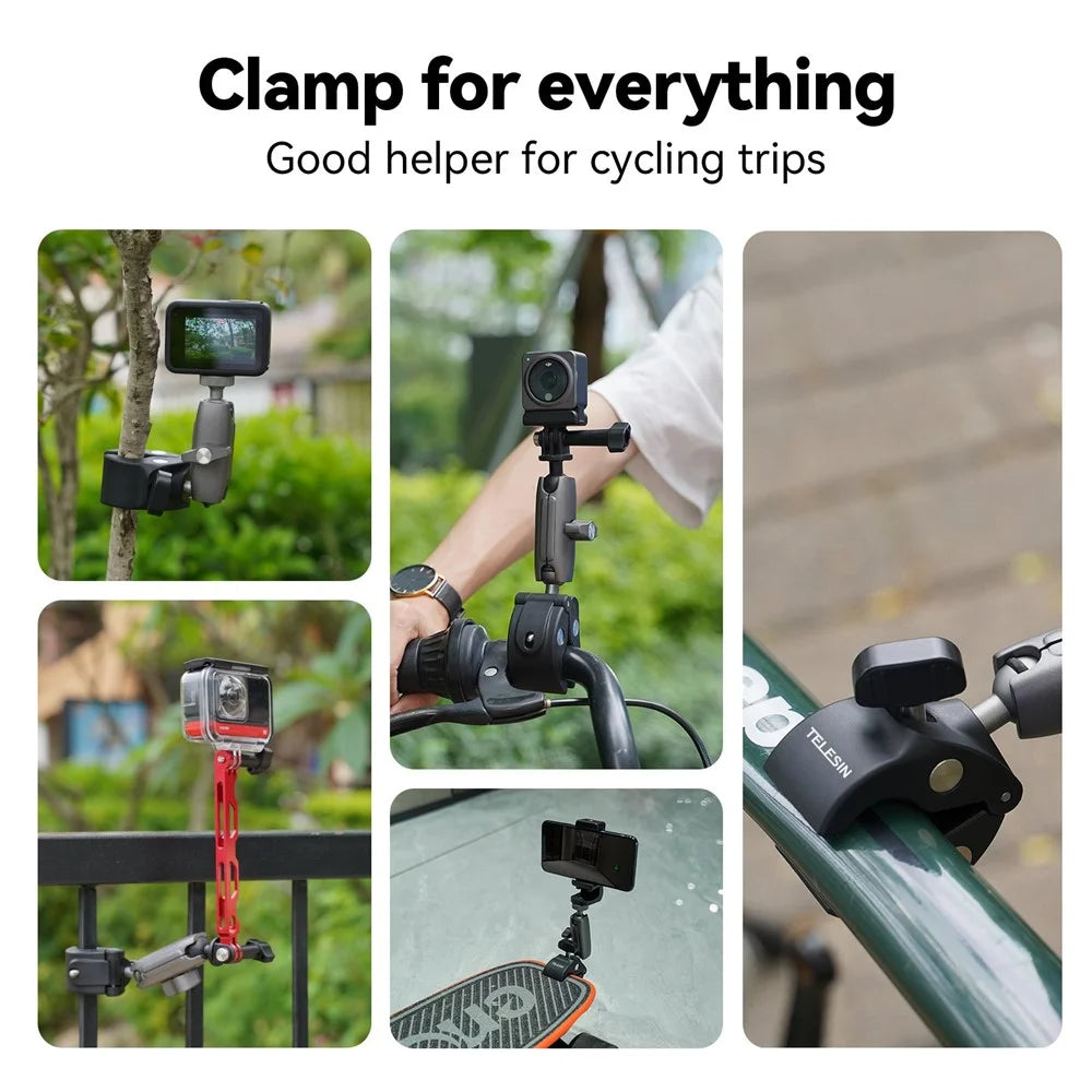 TELESIN GP-HBM-001 Motorcycle Bicycle Camera Holder Handlebar Mount Aluminum Alloy Action Camera Phone Bracket - 5