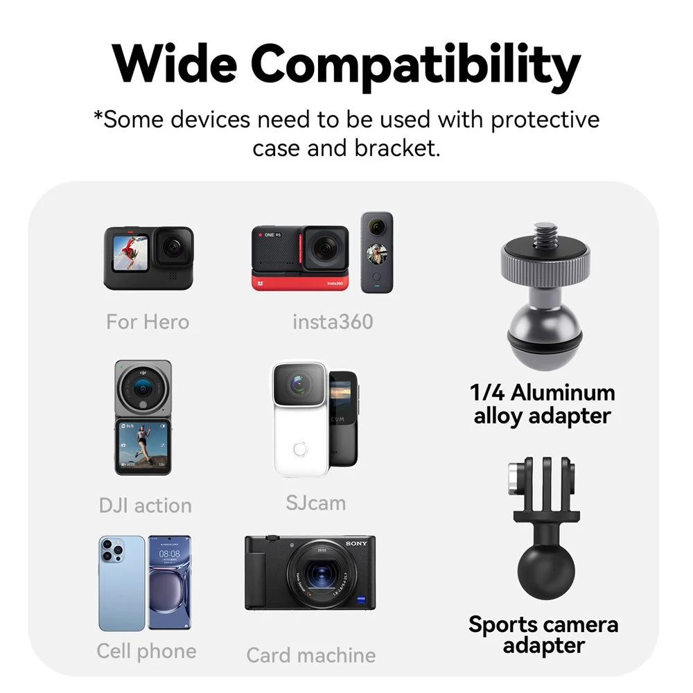 TELESIN GP-HBM-001 Motorcycle Bicycle Camera Holder Handlebar Mount Aluminum Alloy Action Camera Phone Bracket - 6