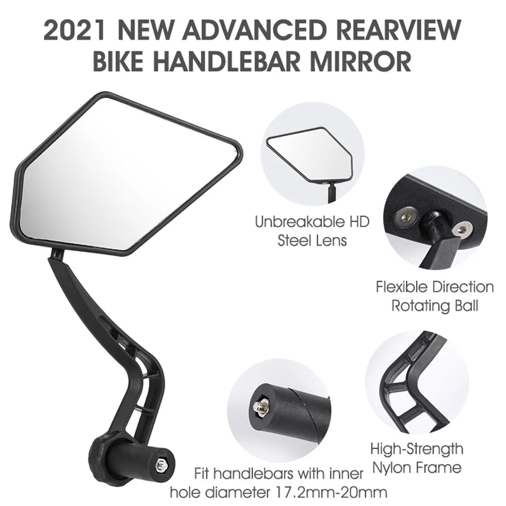 WEST BIKING YP07200240 1Pc HD 360 Degree Rotate Handlebar Rearview Mirror Bicycle Rear View Mirror - Left - 4