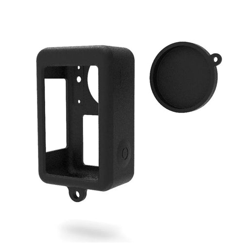 For DJI Osmo Action3 Silicone Case Camera Anti-drop Protective Sleeve with Lens Cover - Black - 1