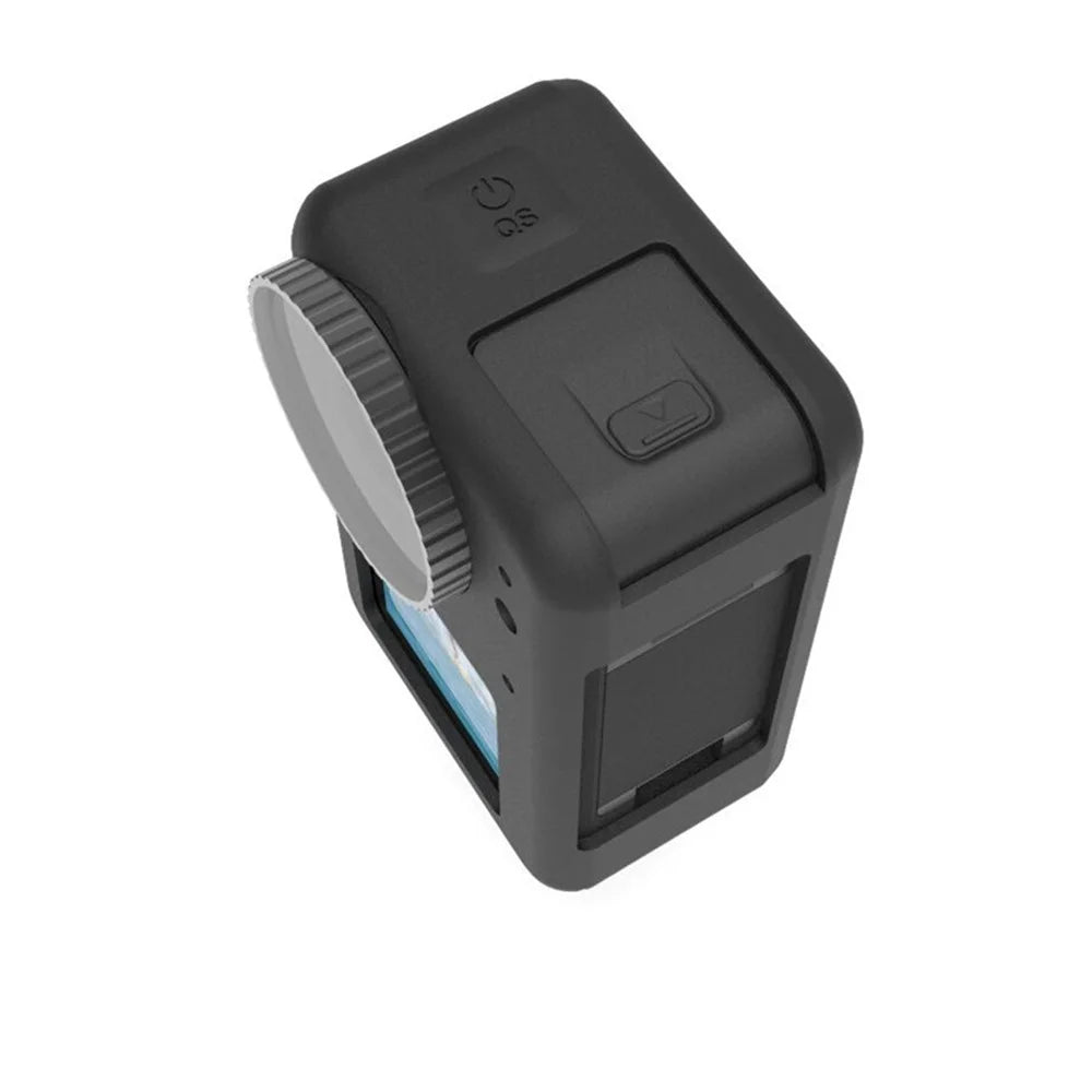 For DJI Osmo Action3 Silicone Case Camera Anti-drop Protective Sleeve with Lens Cover - Black - 2