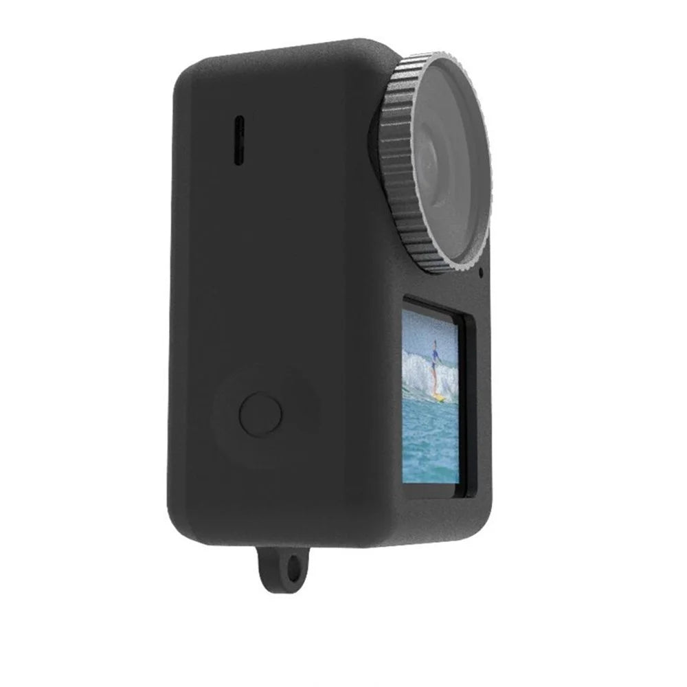 For DJI Osmo Action3 Silicone Case Camera Anti-drop Protective Sleeve with Lens Cover - Black - 3
