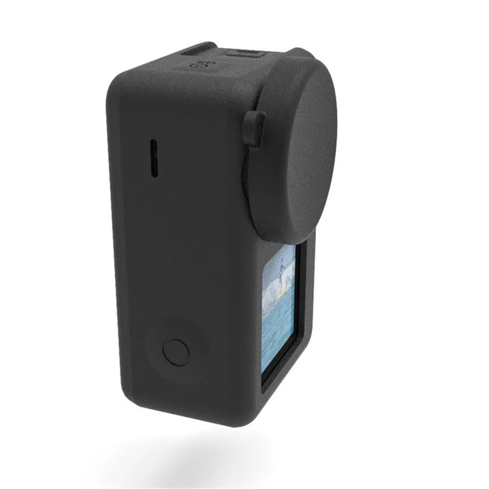 For DJI Osmo Action3 Silicone Case Camera Anti-drop Protective Sleeve with Lens Cover - Black - 4
