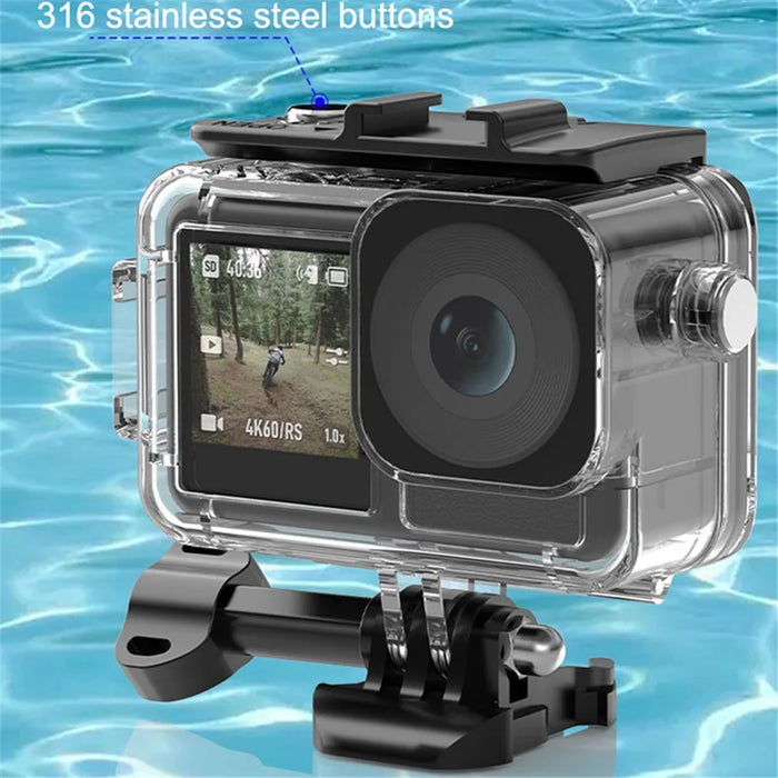 FLW389 Waterproof Case for DJI Action 3 Water Resistant Anti-Scratch Protective Case with Cold Shoe Interface for Fill Light, Dive Light, Microphone - 6