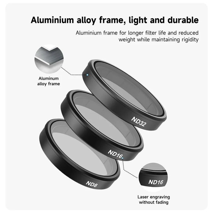 TELESIN OA-FLT-005 For DJI Osmo Action 3 Camera Lens Filters Set Optical Glass CPL + ND8 + ND16 + ND32 Filters - 5