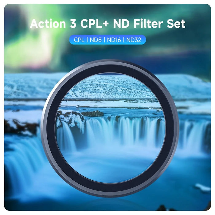 TELESIN OA-FLT-005 For DJI Osmo Action 3 Camera Lens Filters Set Optical Glass CPL + ND8 + ND16 + ND32 Filters - 7