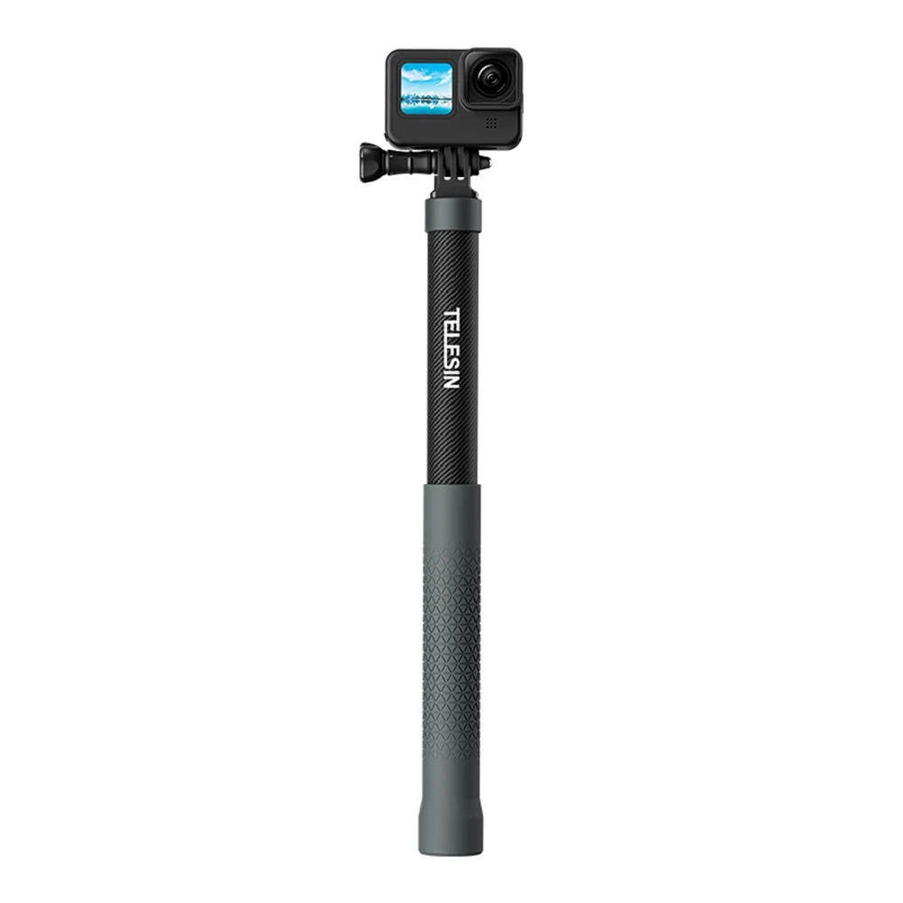 TELESIN GP-MNP-002 1.2m Carbon Fiber Extendable Selfie Stick Lightweight Selfie Pole Compatible for GoPro Insta360 Cameras - 3