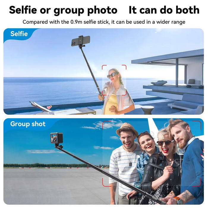 TELESIN GP-MNP-002 1.2m Carbon Fiber Extendable Selfie Stick Lightweight Selfie Pole Compatible for GoPro Insta360 Cameras - 4