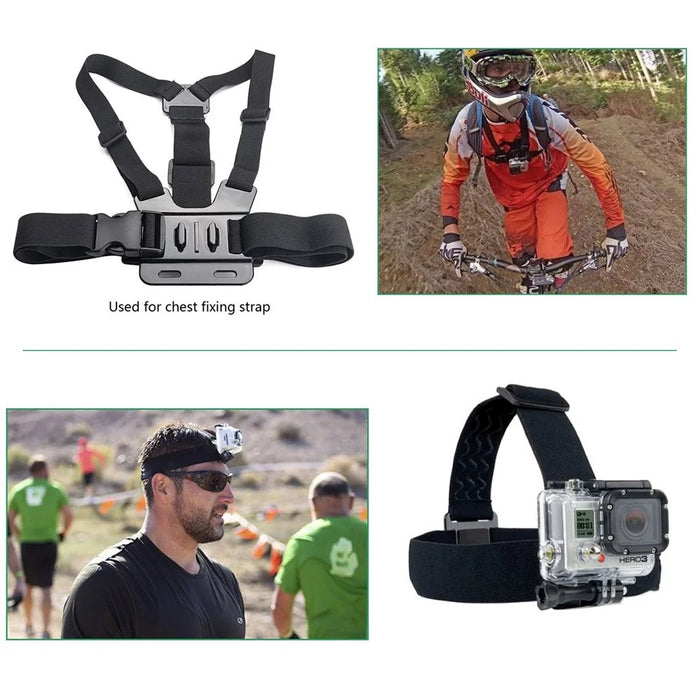 AT435+AT03 For GoPro Accessories Kit Outdoor Accessories Set with Headstrap, Chest Strap, Helmet Mount, Monopod and More - 4