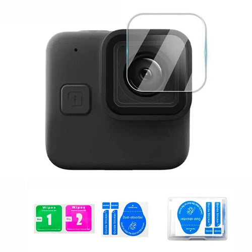 For GoPro Hero 11 Black Mini Silicone Protective Cover Action Camera Anti-collision Case with Tempered Glass Lens Film - Black - 1