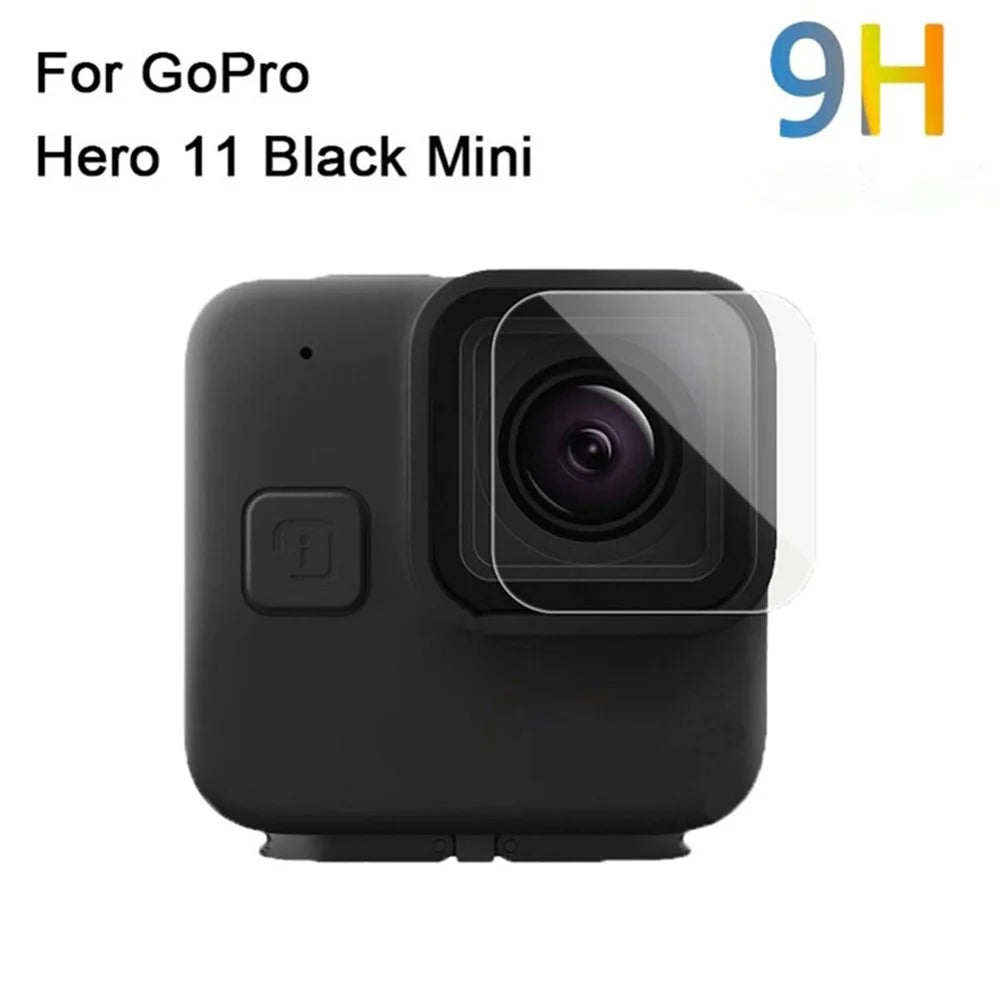 For GoPro Hero 11 Black Mini Silicone Protective Cover Action Camera Anti-collision Case with Tempered Glass Lens Film - Black - 2
