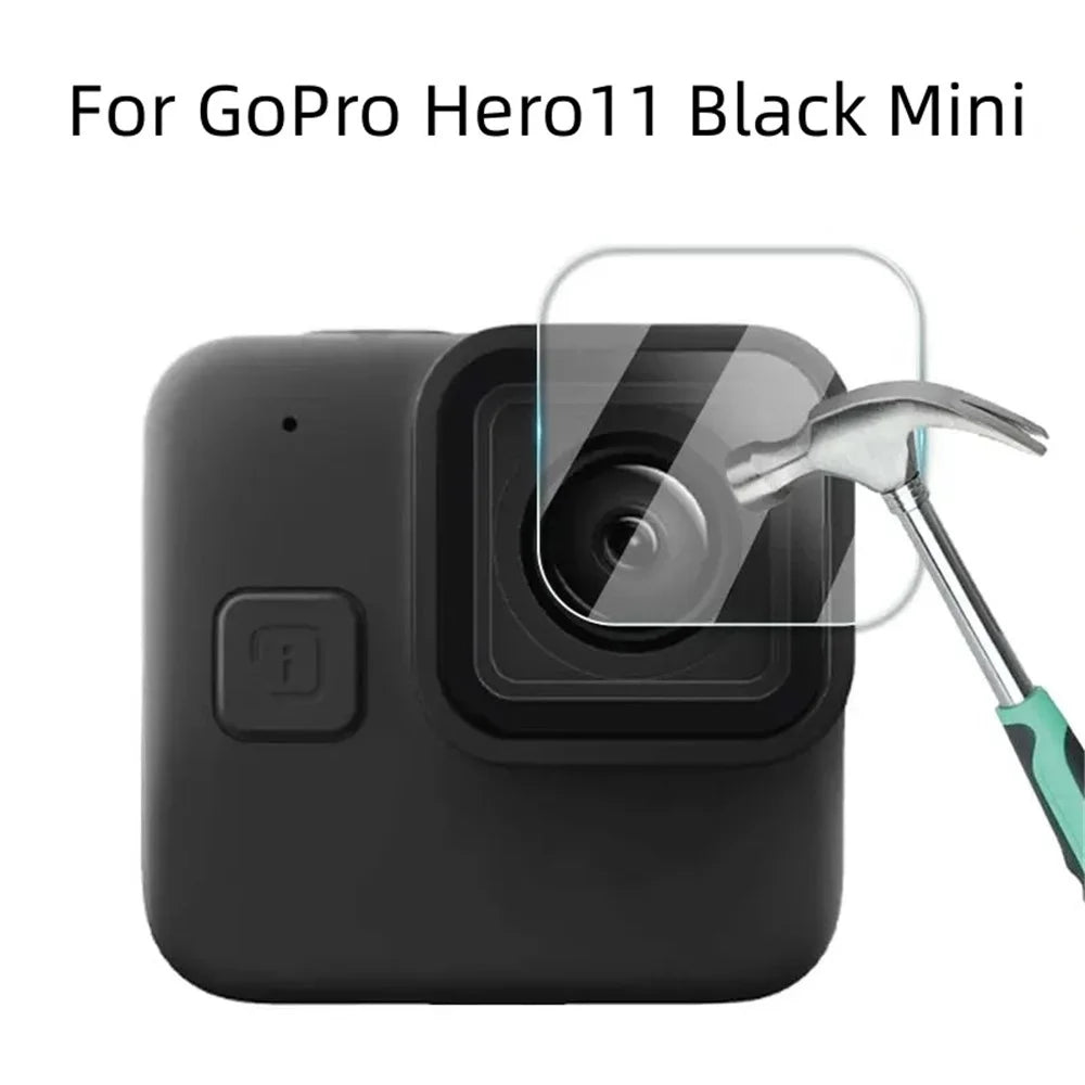For GoPro Hero 11 Black Mini Silicone Protective Cover Action Camera Anti-collision Case with Tempered Glass Lens Film - Black - 3