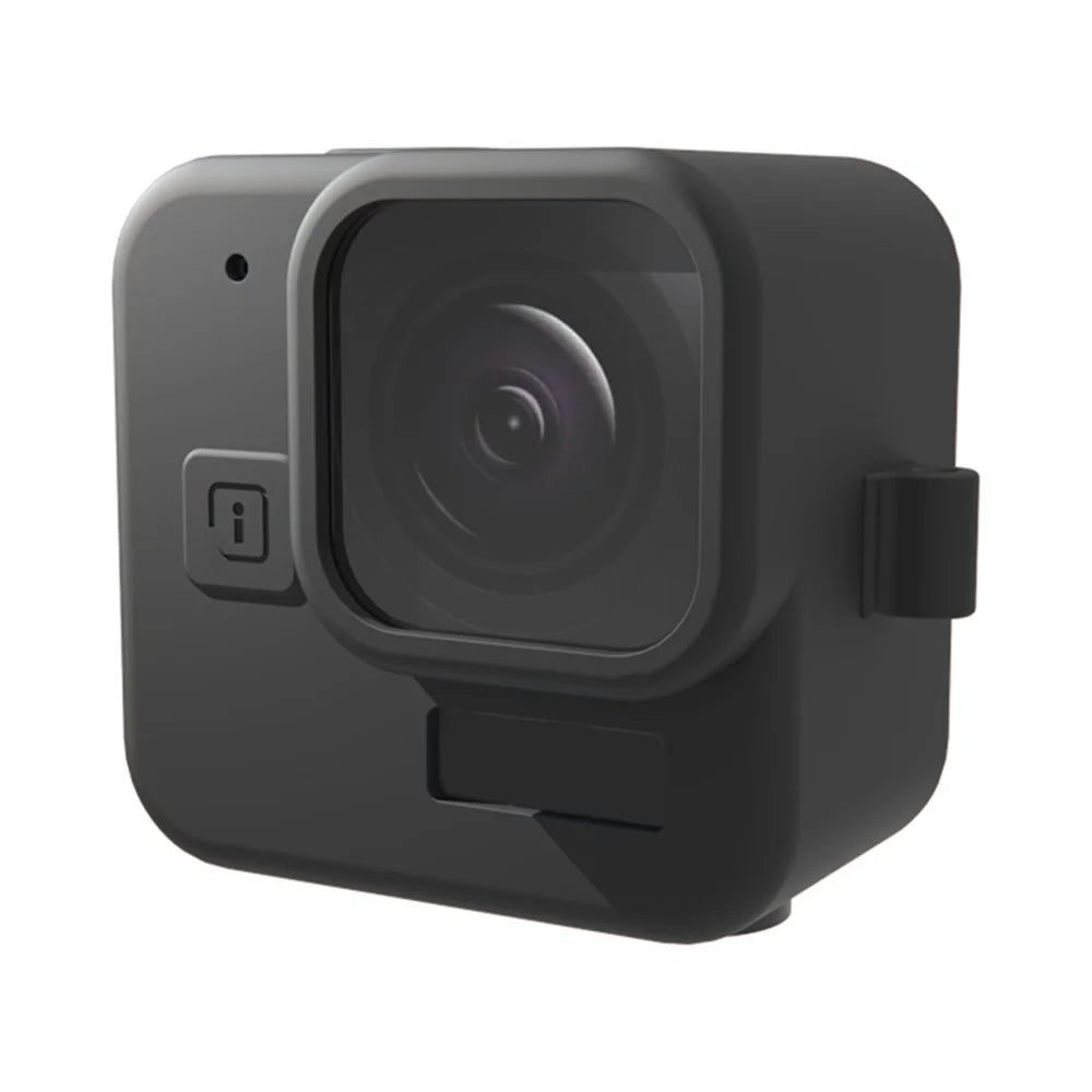 For GoPro Hero 11 Black Mini Silicone Protective Cover Action Camera Anti-collision Case with Tempered Glass Lens Film - Black - 4