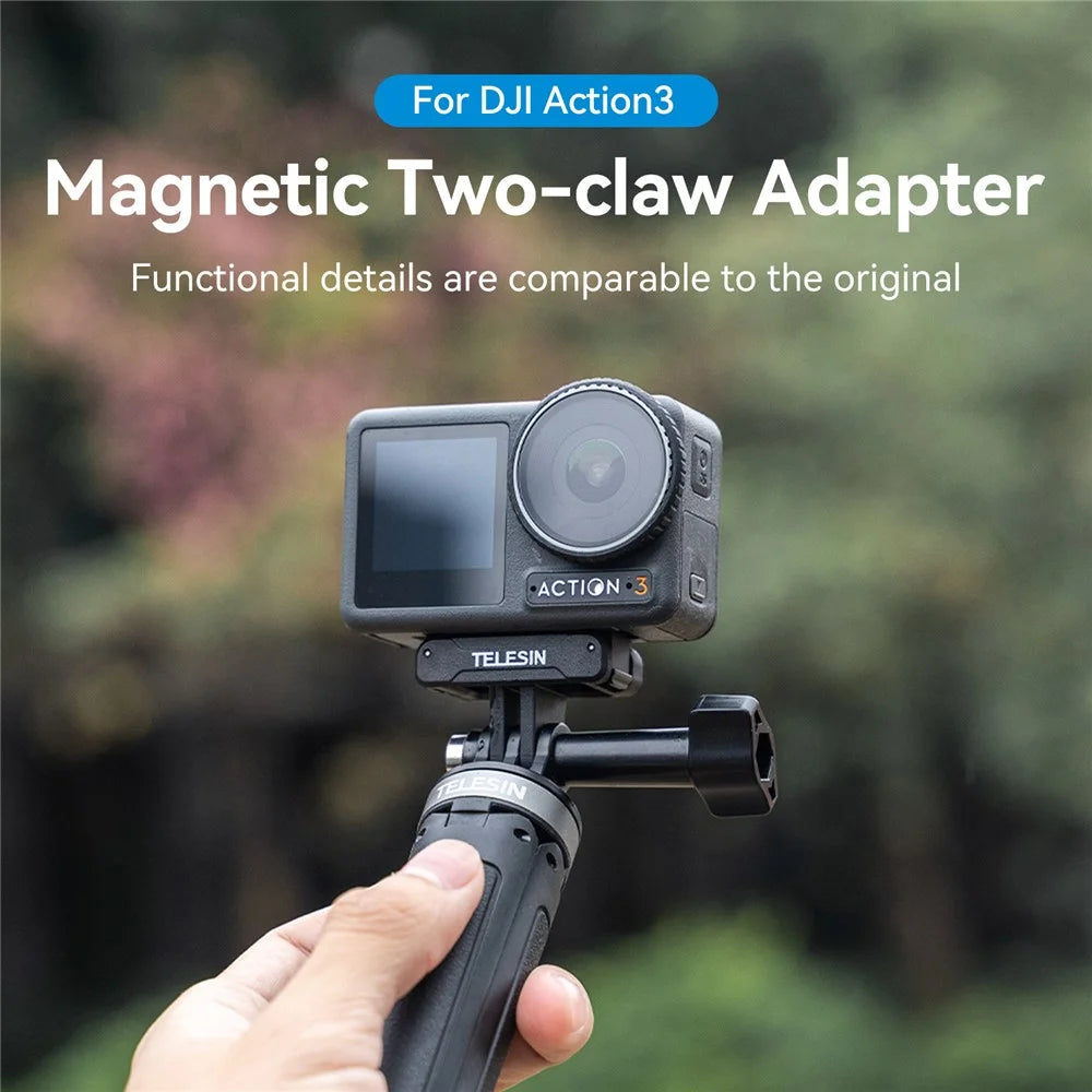 TELESIN OA-TPM-T04 For DJI Action 3 Nylon+Aluminium Alloy Magnetic Two Claw Camera Adapter - 3