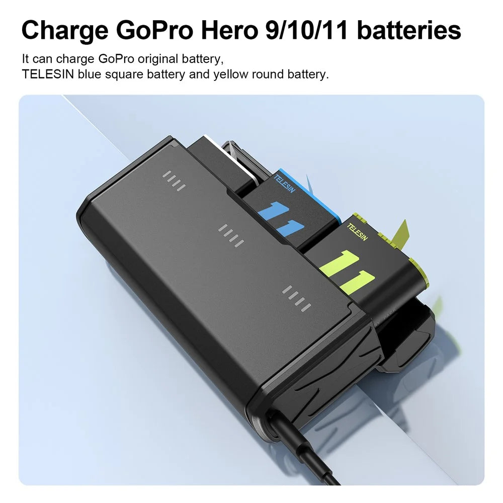 TELESIN GP-HPK-011 for GoPro Hero 9 / 10 / 11  3 Slots TF Card Storage Pocket Battery Charger Box - 7