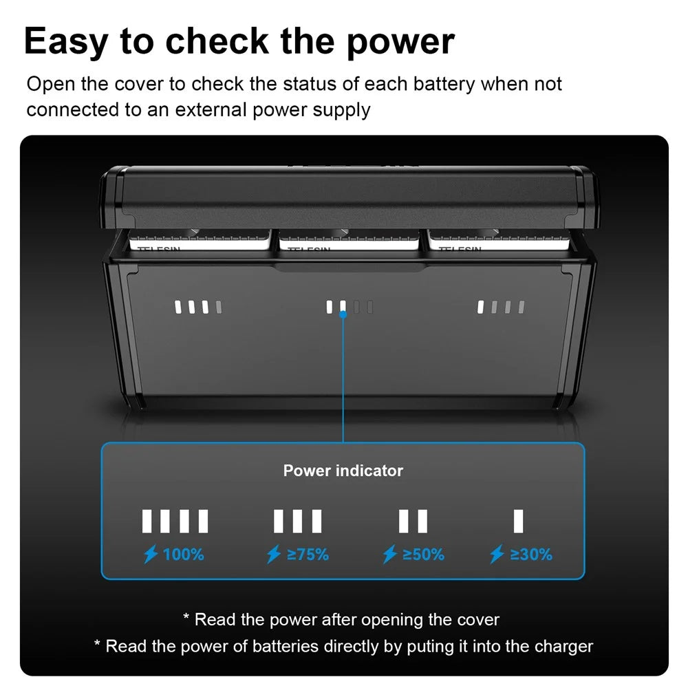 TELESIN GP-HPK-011 for GoPro Hero 9 / 10 / 11  3 Slots TF Card Storage Pocket Battery Charger Box - 4