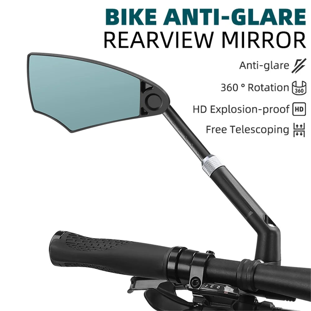 WEST BIKING YP0720045 Bicycle Anti-Dazzle Rearview Mirror Retractable Explosion-Proof HD Rear View Mirror for Bike, MTB - Left - 6