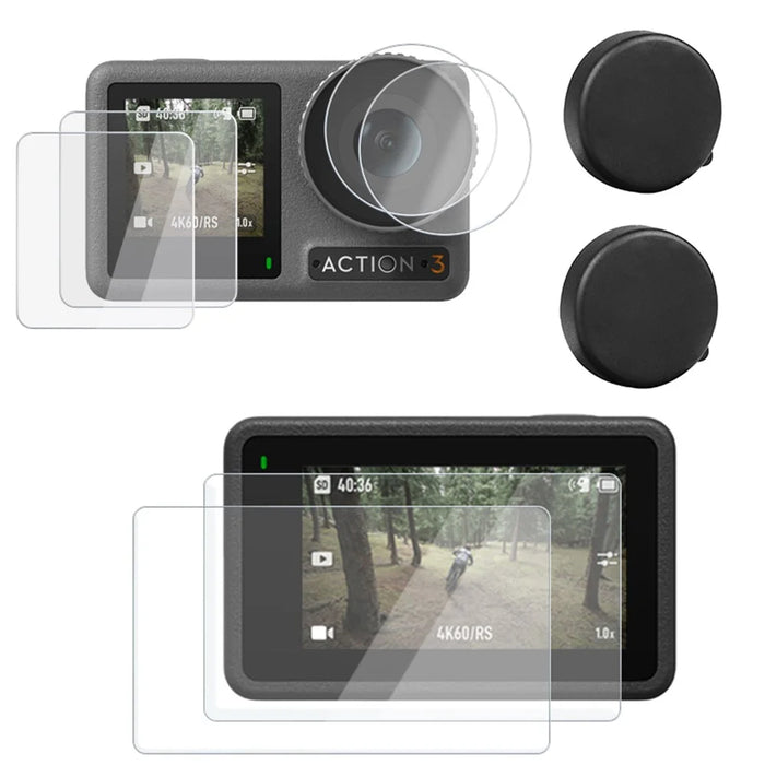 For DJI Osmo Action 3 / Action 4 Sports Camera Lens Cover Tempered Glass Screen Protector Set - 1