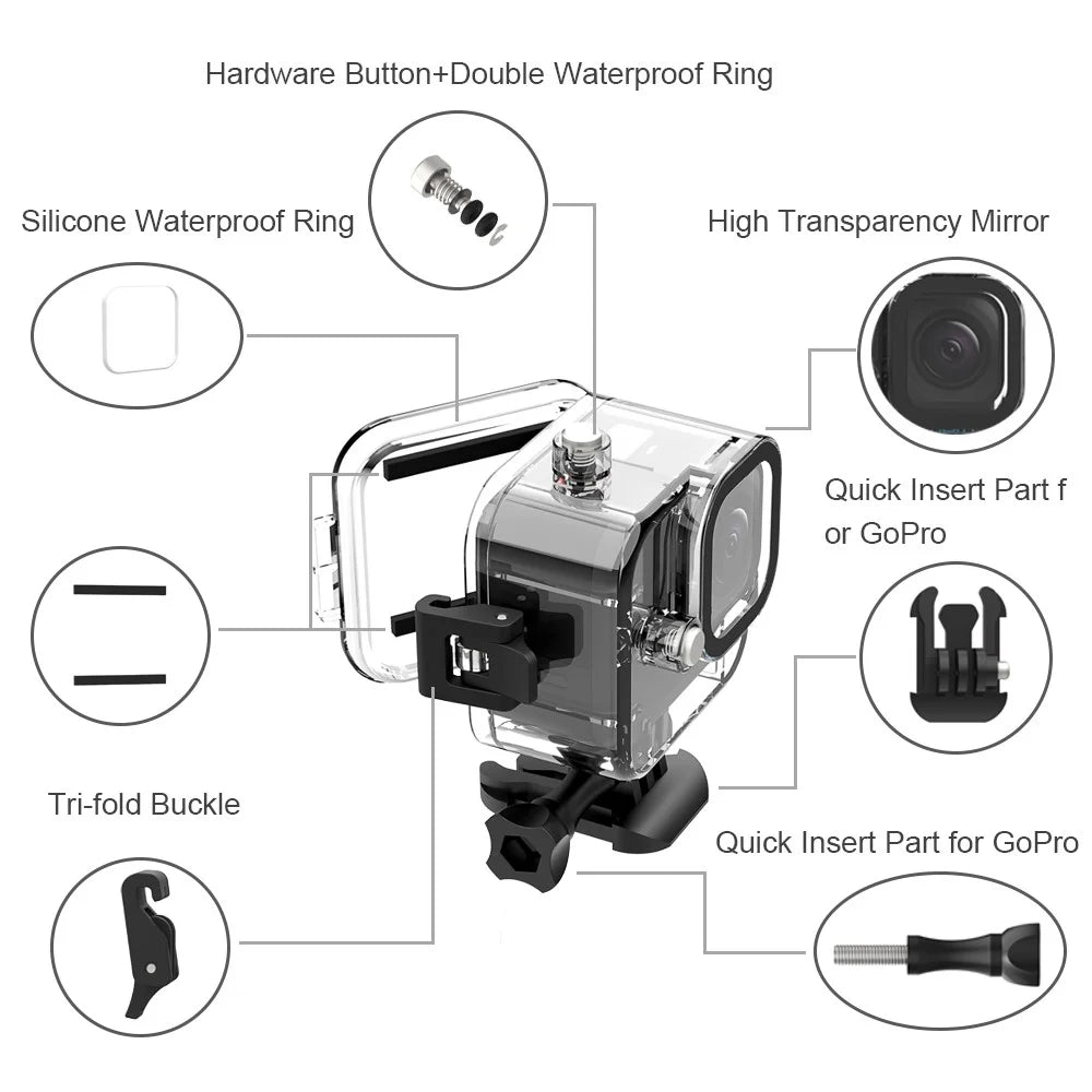 Waterproof Case for GoPro Hero 11 Black Mini Action Camera , PC Stainless Steel Anti-drop Underwater Camera Case - 7