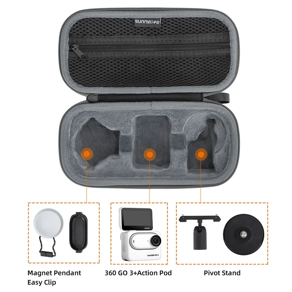 SUNNYLIFE IST-B589 Storage Bag for Insta360 GO 3 Action Camera Fabric+Suede Carrying Case - 4