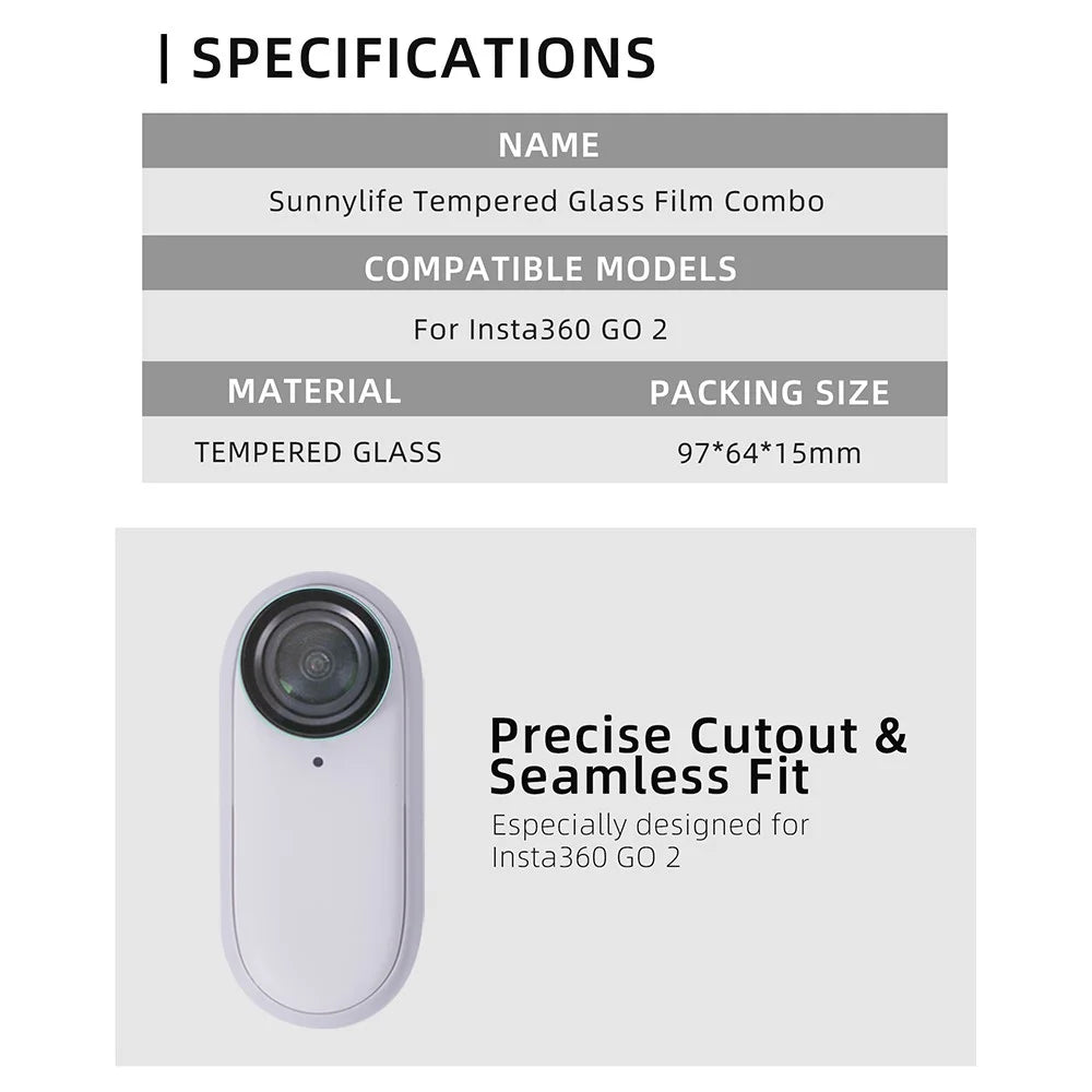 SUNNYLIFE IST-GHM653 2Pcs Lens Protector for Insta360 GO 3 / GO 2 , Tempered Glass Camera Lens Guard Film - 7