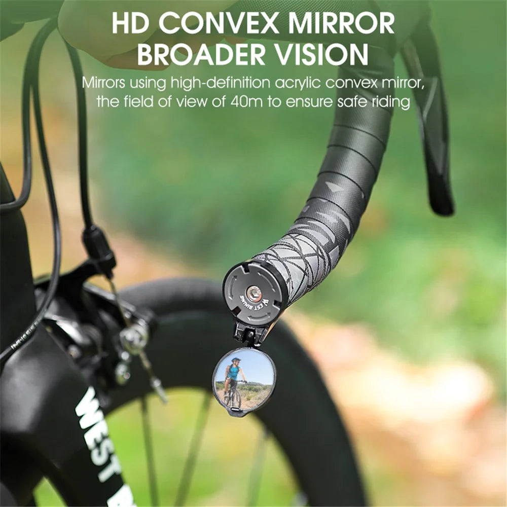 WEST BIKING YP0720044 Bicycle Rearview Mirror Adjustable Bike Handlebar Convex View Mirror - 4
