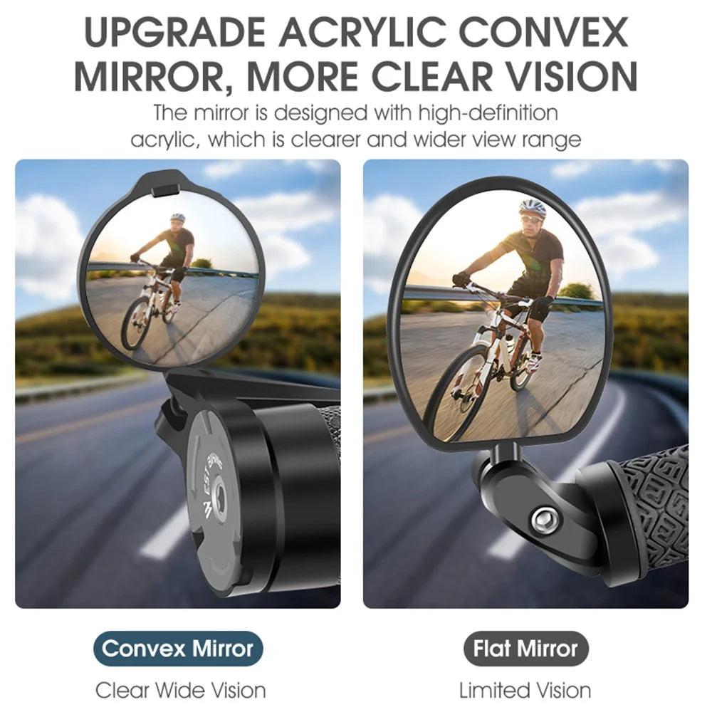WEST BIKING YP0720044 Bicycle Rearview Mirror Adjustable Bike Handlebar Convex View Mirror - 5