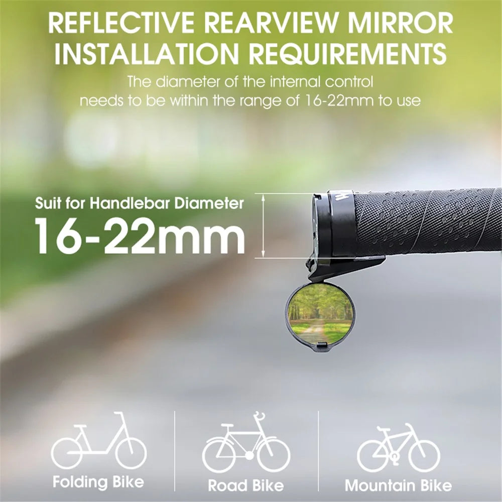 WEST BIKING YP0720044 Bicycle Rearview Mirror Adjustable Bike Handlebar Convex View Mirror - 6