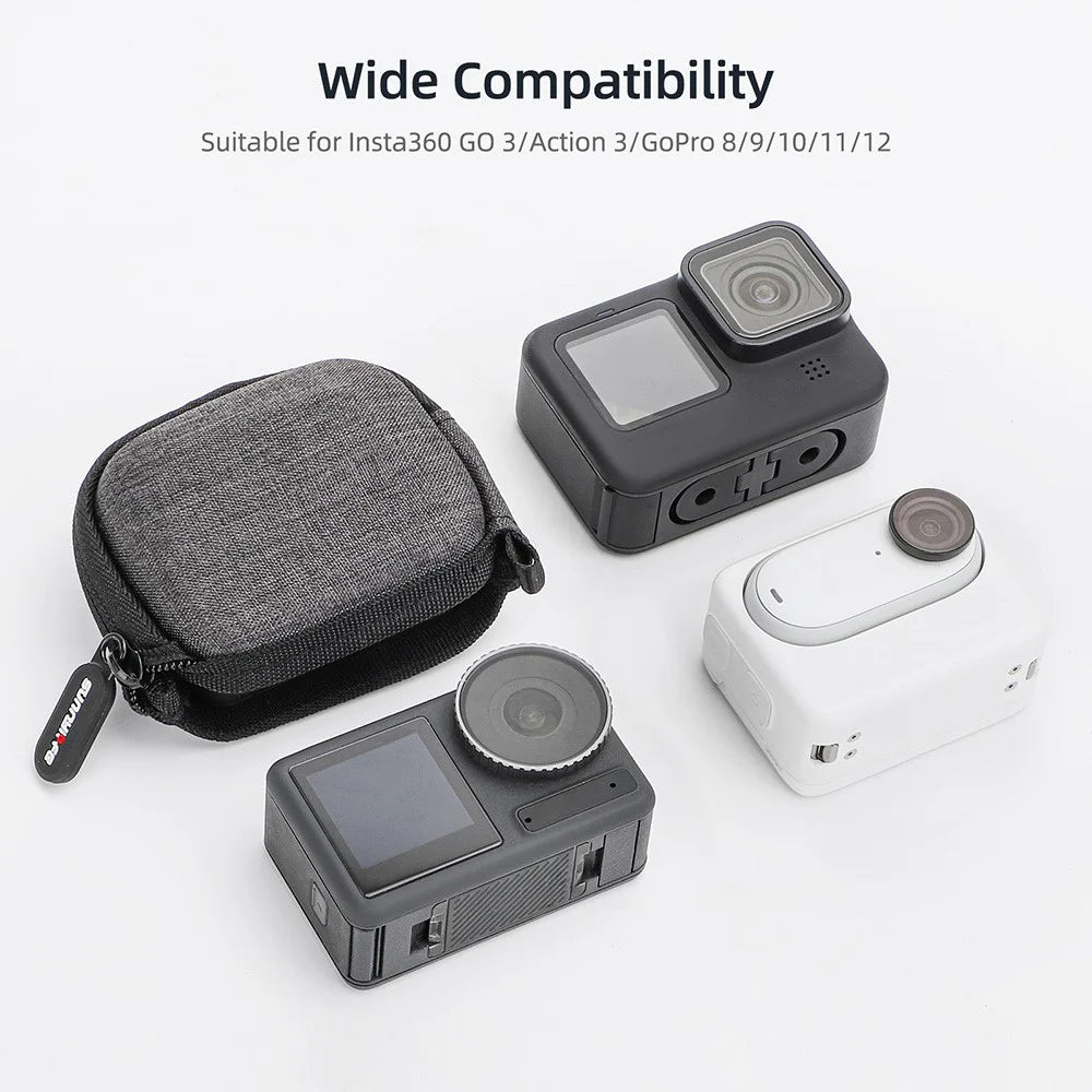 SUNNYLIFE B593 For Insta360 GO 3 / DJI Action 3 / GoPro Sports Camera Hard Shell Cloth Storage Bag Shockproof Zipper Bag with Opening - 3