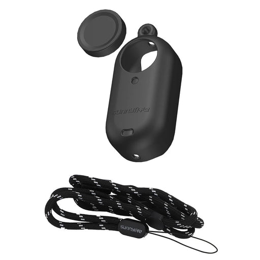 SUNNYLIFE IST-BHT594 For Insta360 GO 3 Silicone Case Camera Body Protective Sleeve with Lens Cover and Lanyard - Black - 1