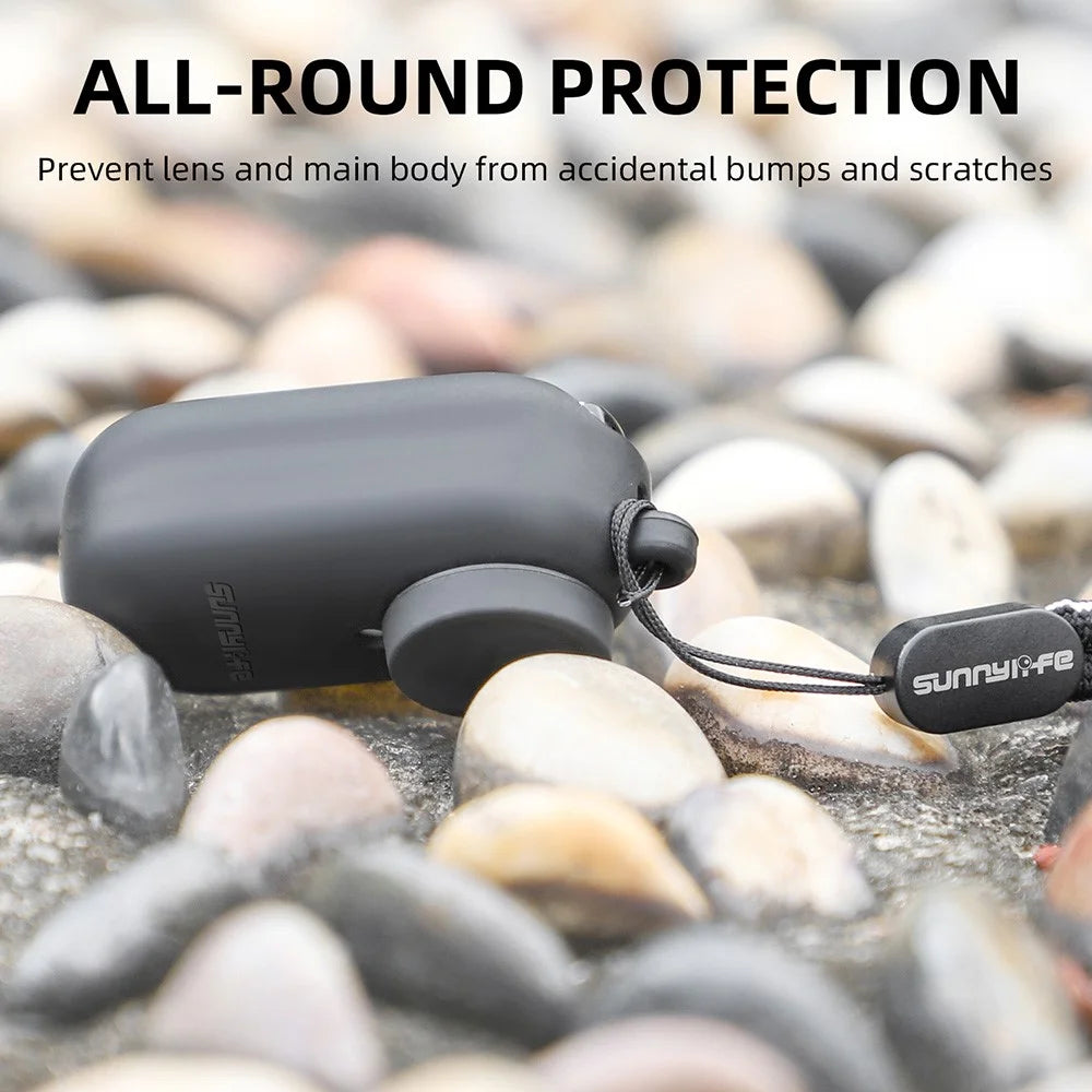 SUNNYLIFE IST-BHT594 For Insta360 GO 3 Silicone Case Camera Body Protective Sleeve with Lens Cover and Lanyard - Black - 3